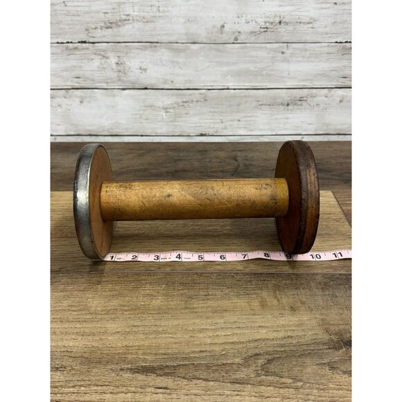 Antique wood and metal textile Spool Large - Picture 2 of 5